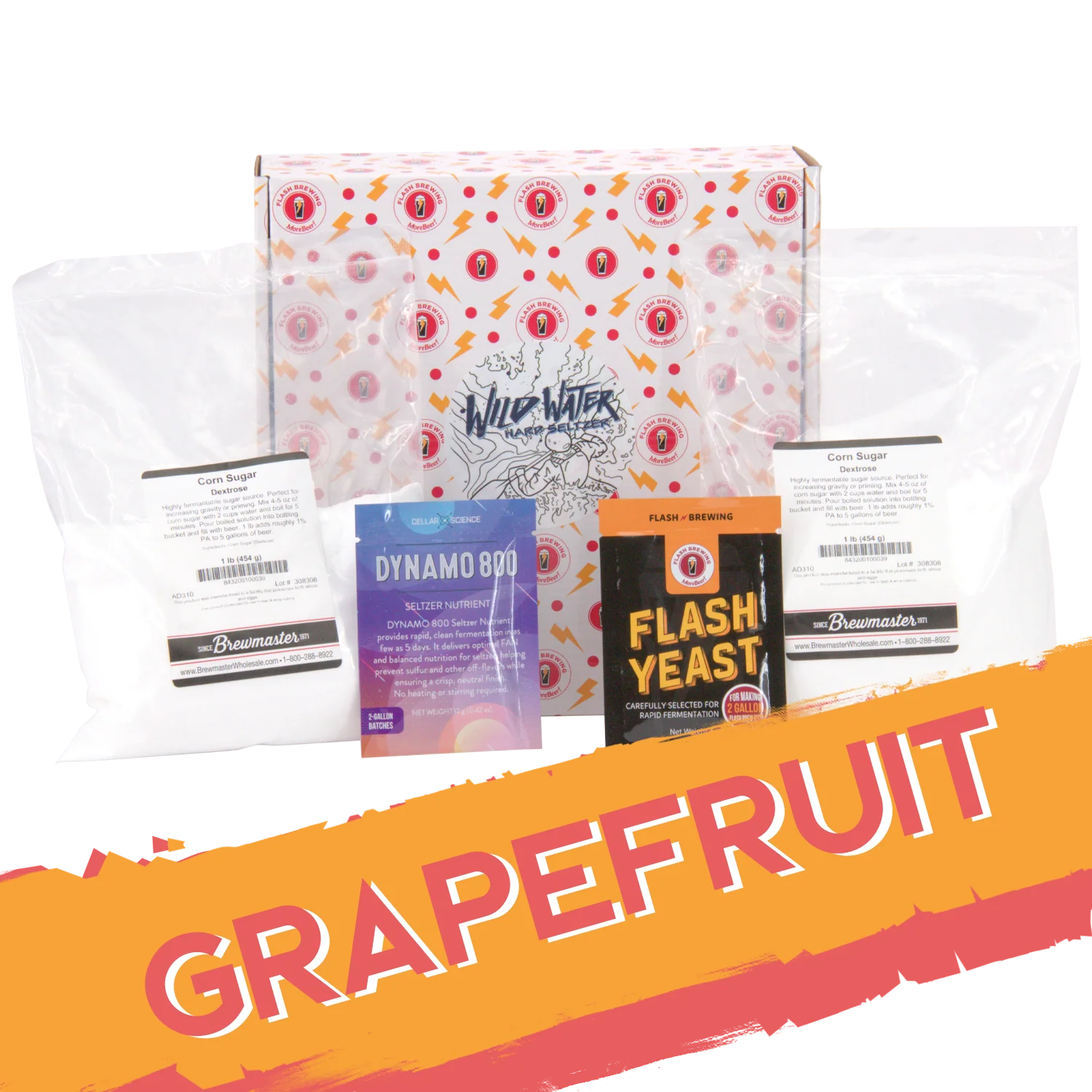 Flash Brewing® | Wild Water Grapefruit Hard Seltzer | 2 Gallon Recipe Kit | Just Mix & Ferment - Image 2