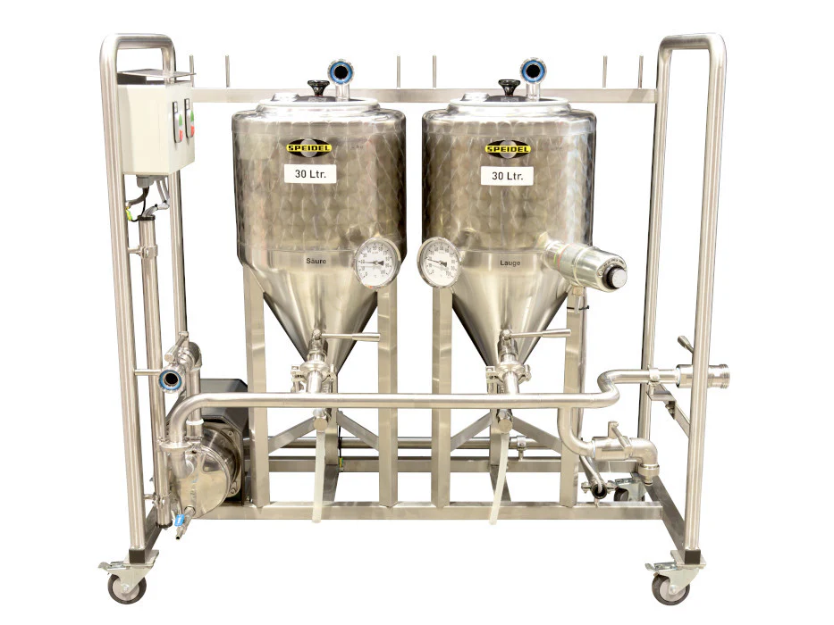 Speidel CIP System | Clean In Place | Stainless Steel Conical Tanks | Rolling Cart | 110V