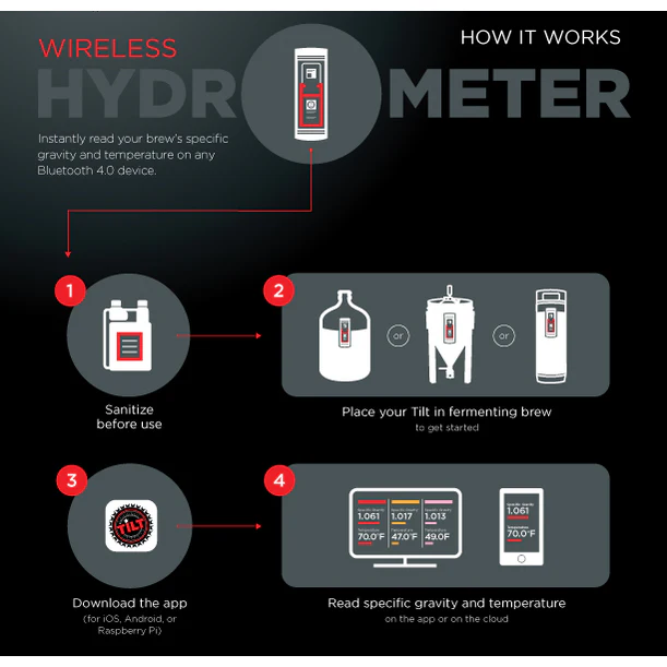Tilt™ Hydrometer and Thermometer - Red - Image 2