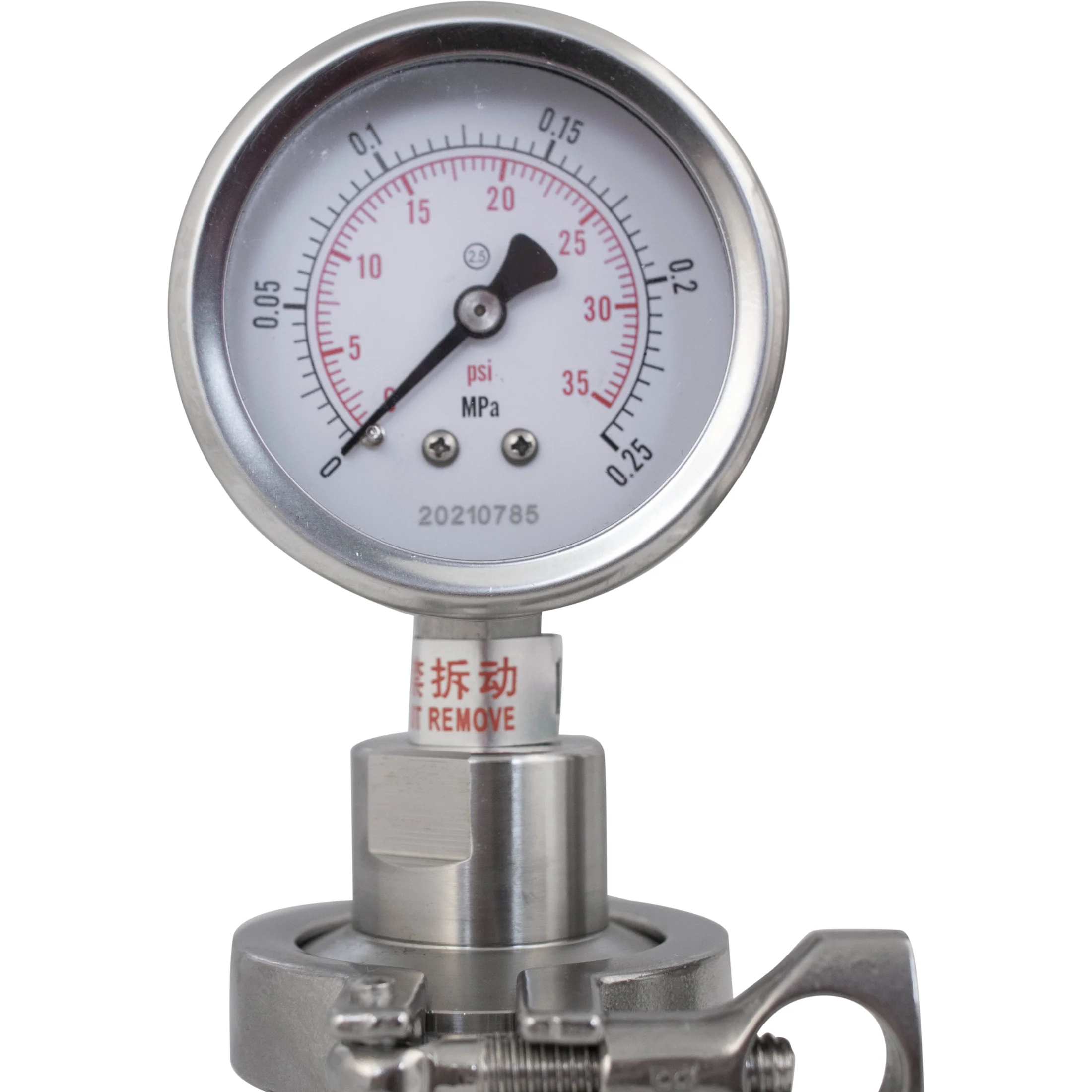 Tri-Clamp Spunding Valve | Integrated Pressure Gauge | Scaled Spunding Valve | Polycarbonate Liquid Cylinder | 2.2 BAR | 0-32 PSI | 1.5" T.C. | Stainless Steel - Image 4